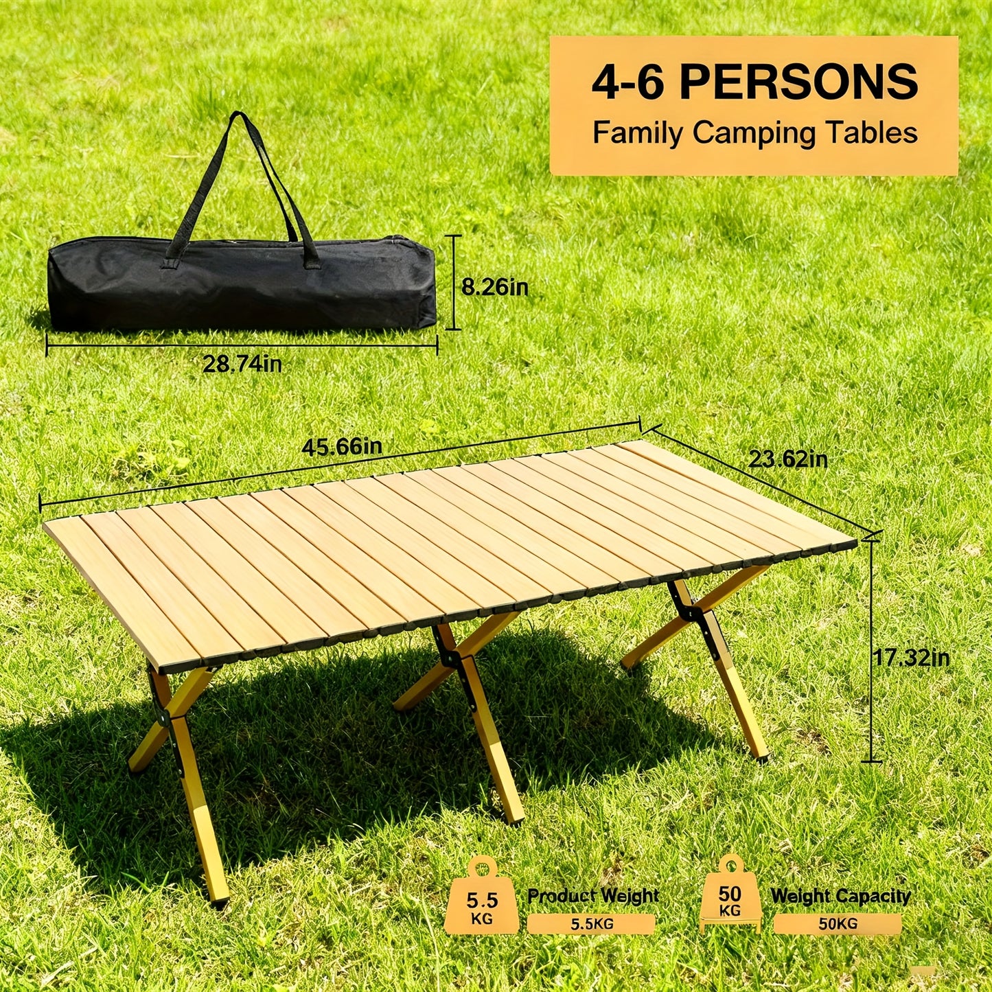 Table de camping, Noir pour jardin – vue détaillée 9