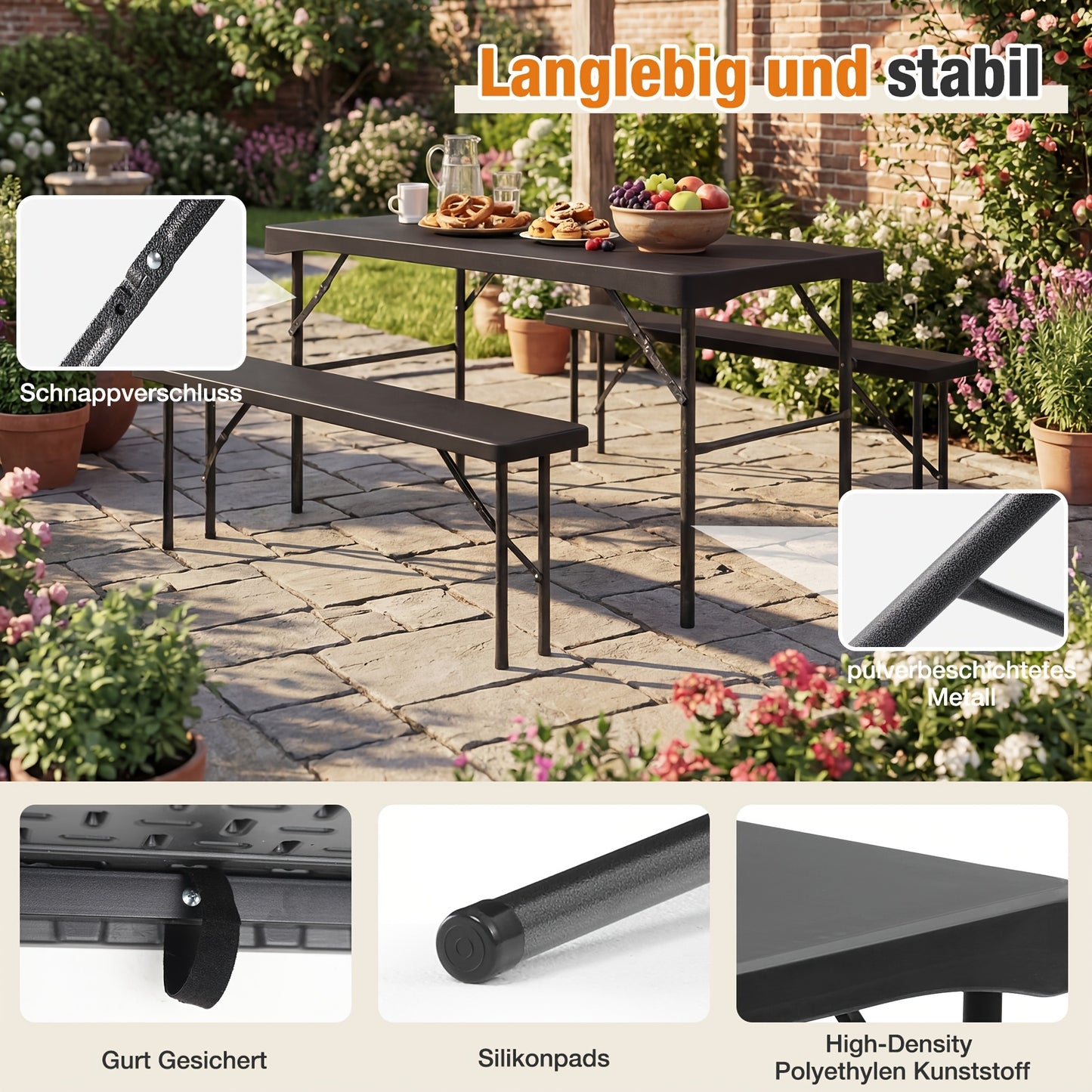 Table de camping, plastique pour jardin et balcon – vue détaillée 3