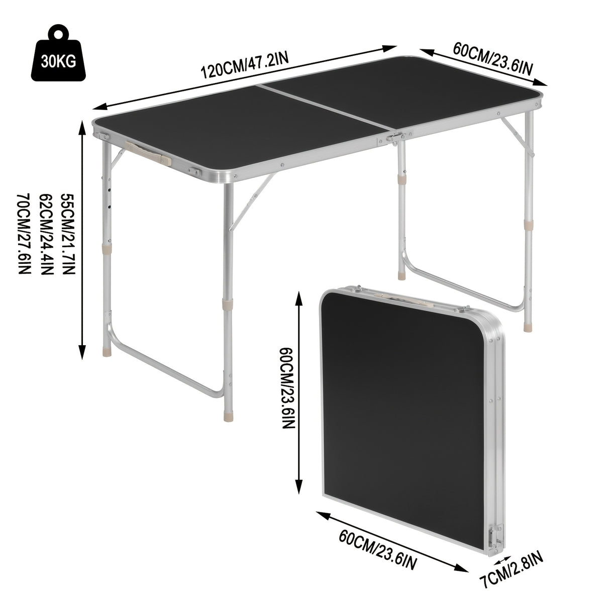 Table de camping, Support en Alliage d'Aluminium Rési pour balcon – vue détaillée 5
