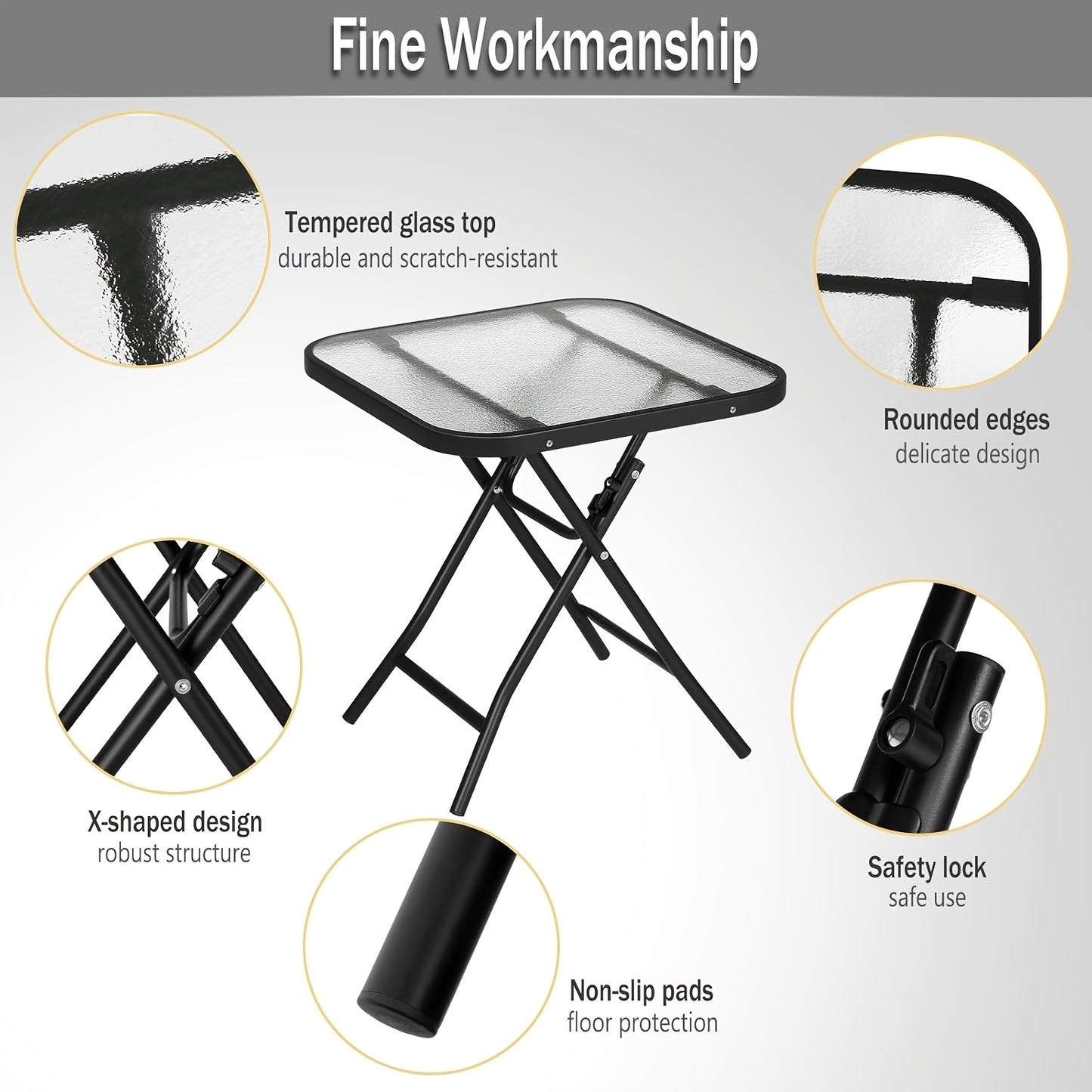 Table de camping, verre pour jardin et balcon – vue principale