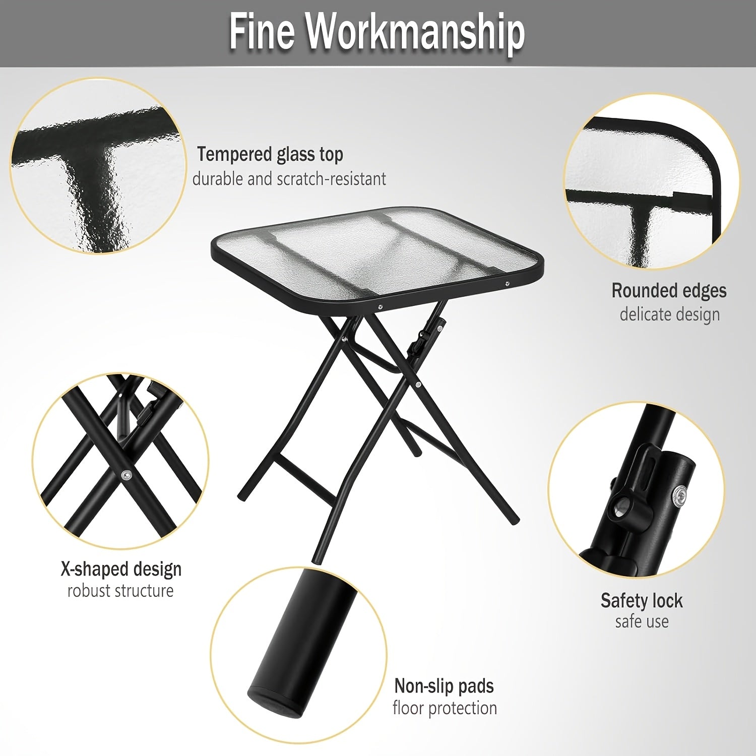 Table de camping, verre pour jardin et balcon – vue principale
