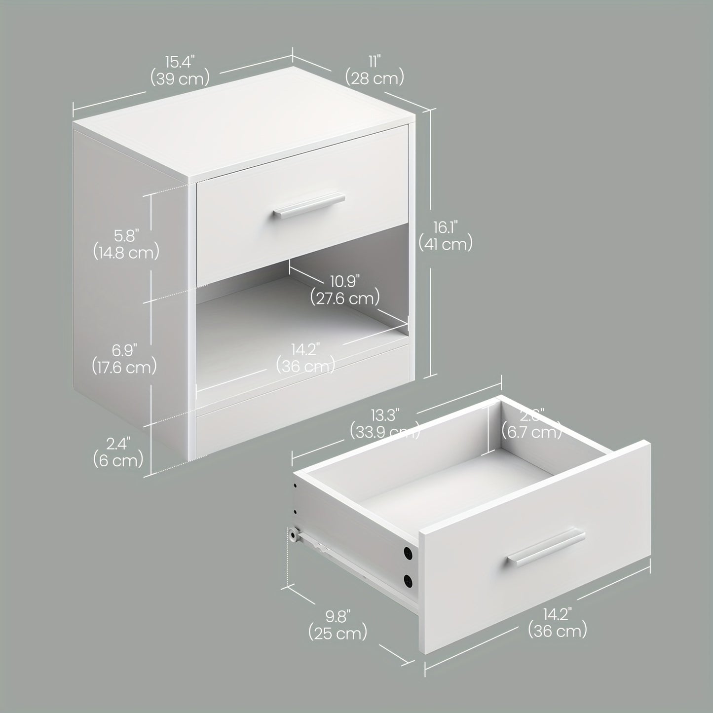 Table de chevet, Beige naturel + blanc classique pour pièce de vie et usage quotidien – vue détaillée 3