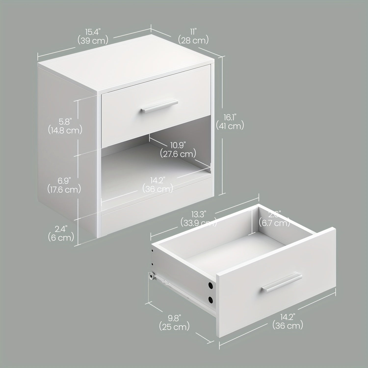 Table de chevet, Beige naturel + blanc classique pour pièce de vie et usage quotidien – vue détaillée 3