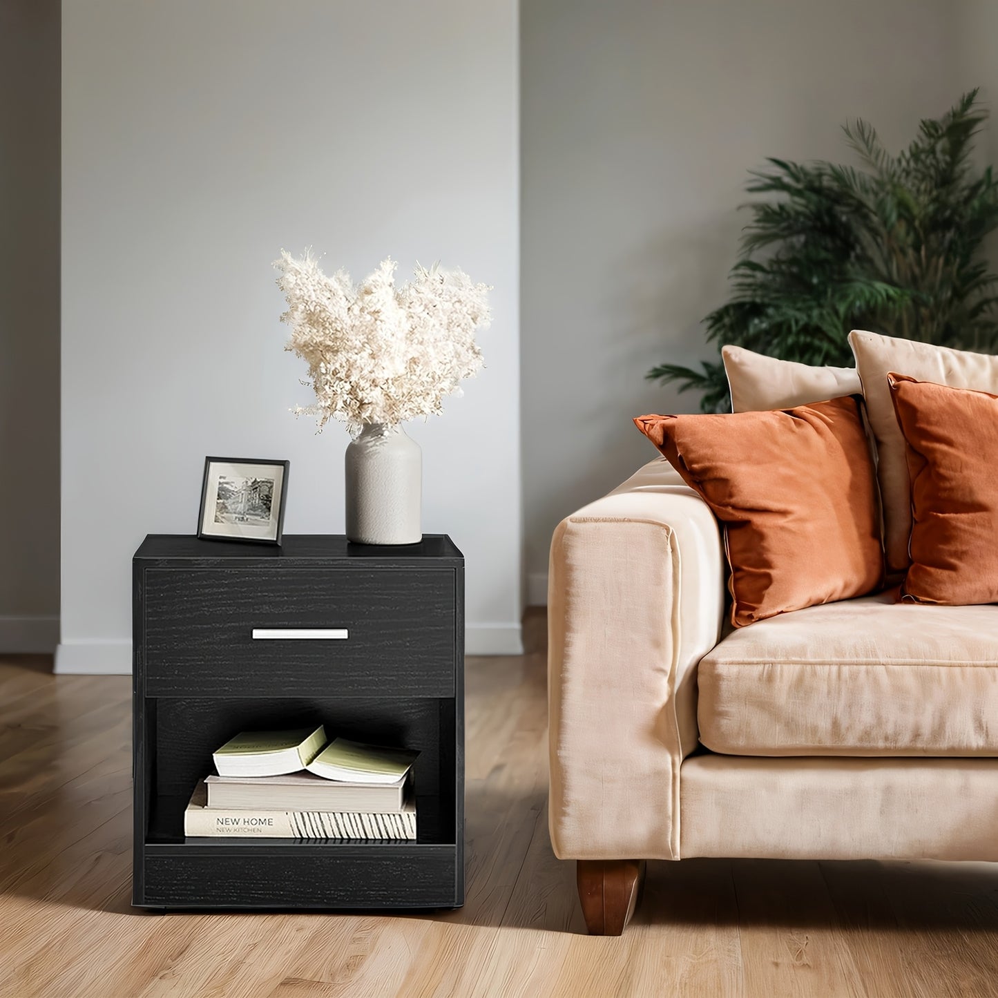 Table de chevet, Beige naturel + blanc classique pour pièce de vie et usage quotidien – vue détaillée 6
