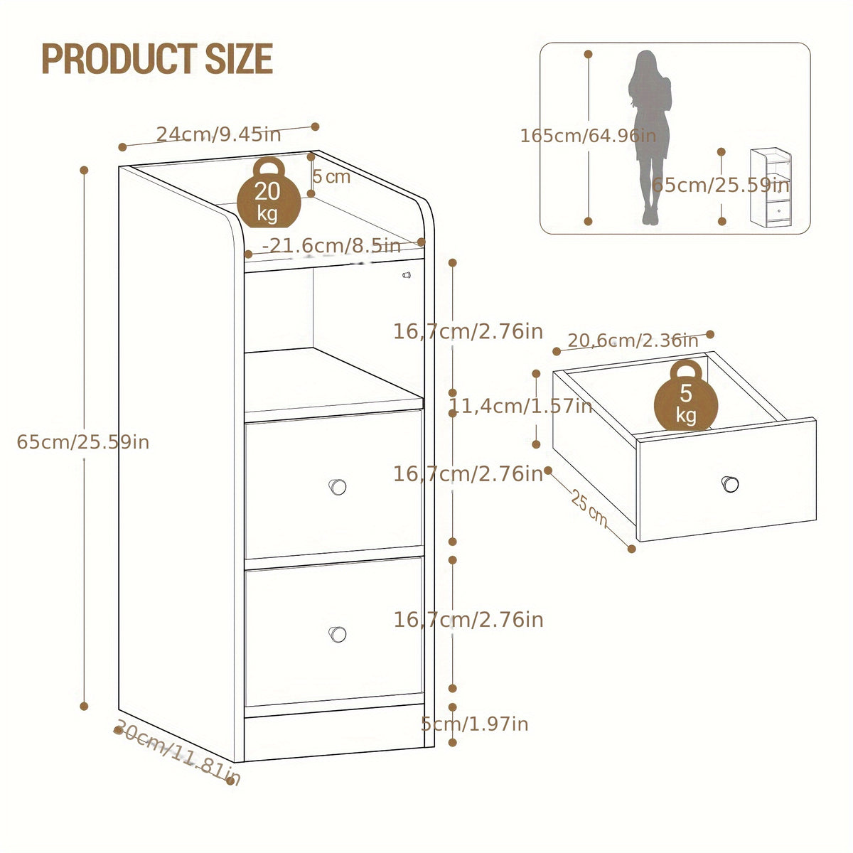 Table de chevet, Blanc pour pièce de vie – vue détaillée 3