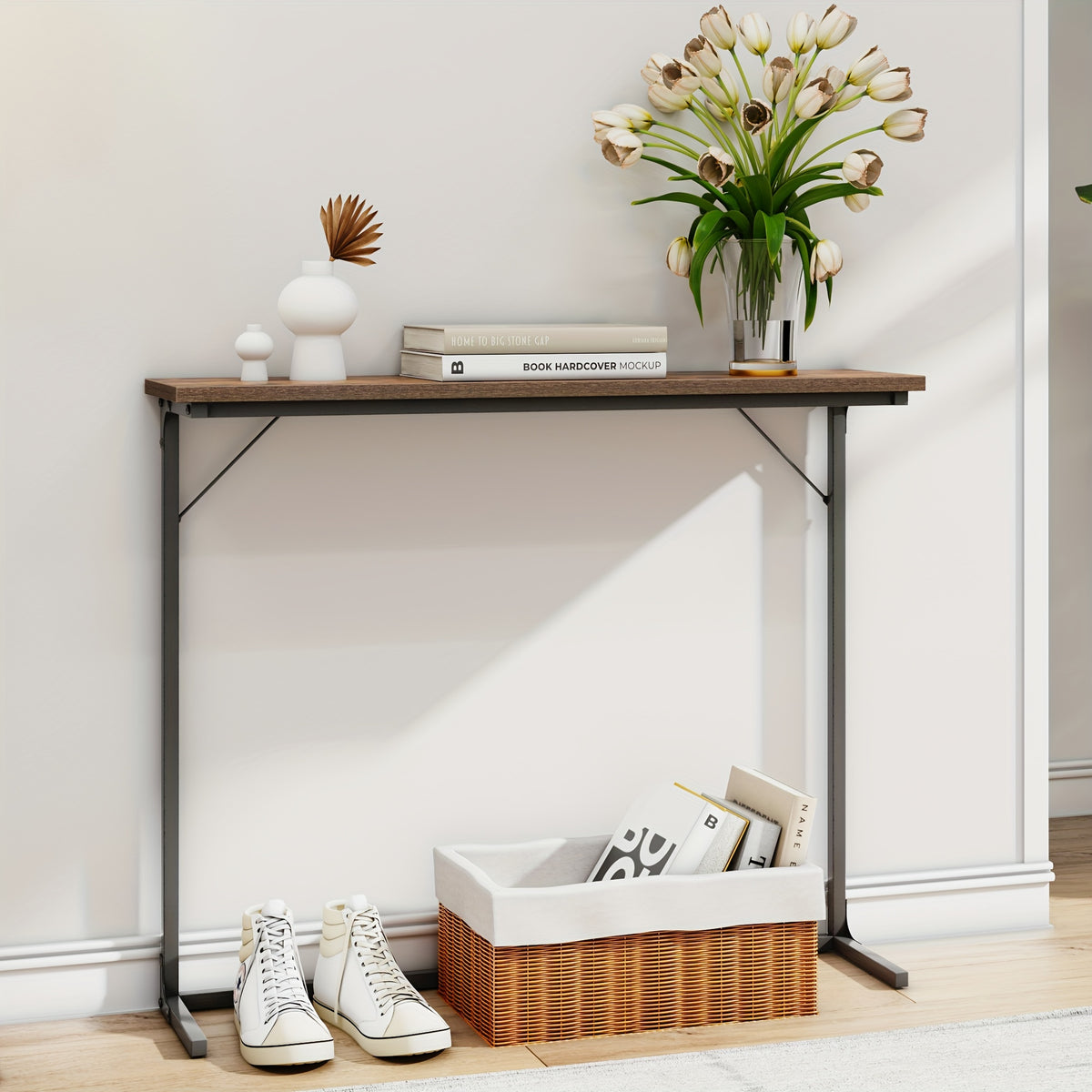 Table de Console, Brun rouille pour salon et maison – vue principale