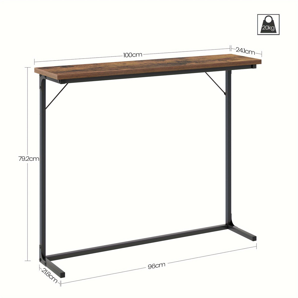 Table de Console, Brun rouille pour salon et maison – vue détaillée 3