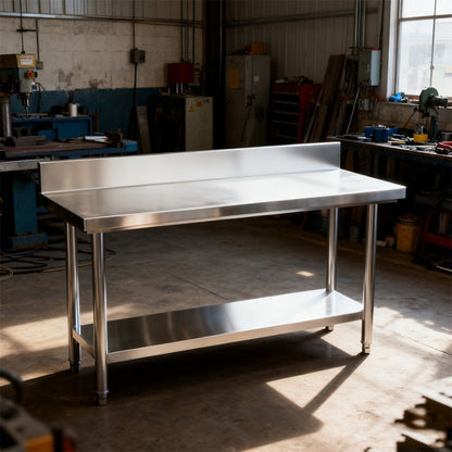 Table de travail en inox, acier inoxydable pour cuisine – vue détaillée 2