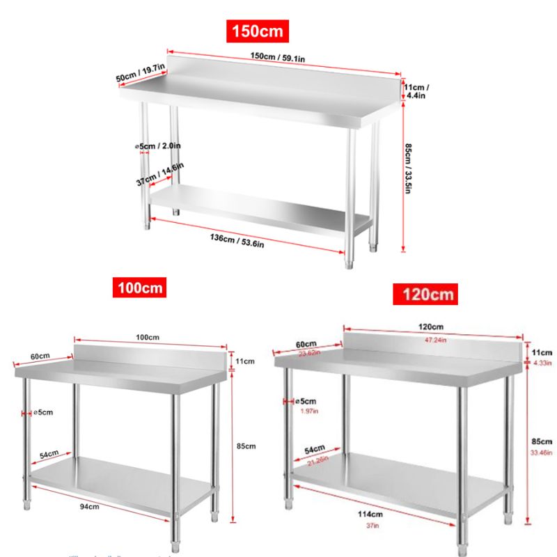 Table de travail en inox, acier inoxydable pour cuisine – vue détaillée 4