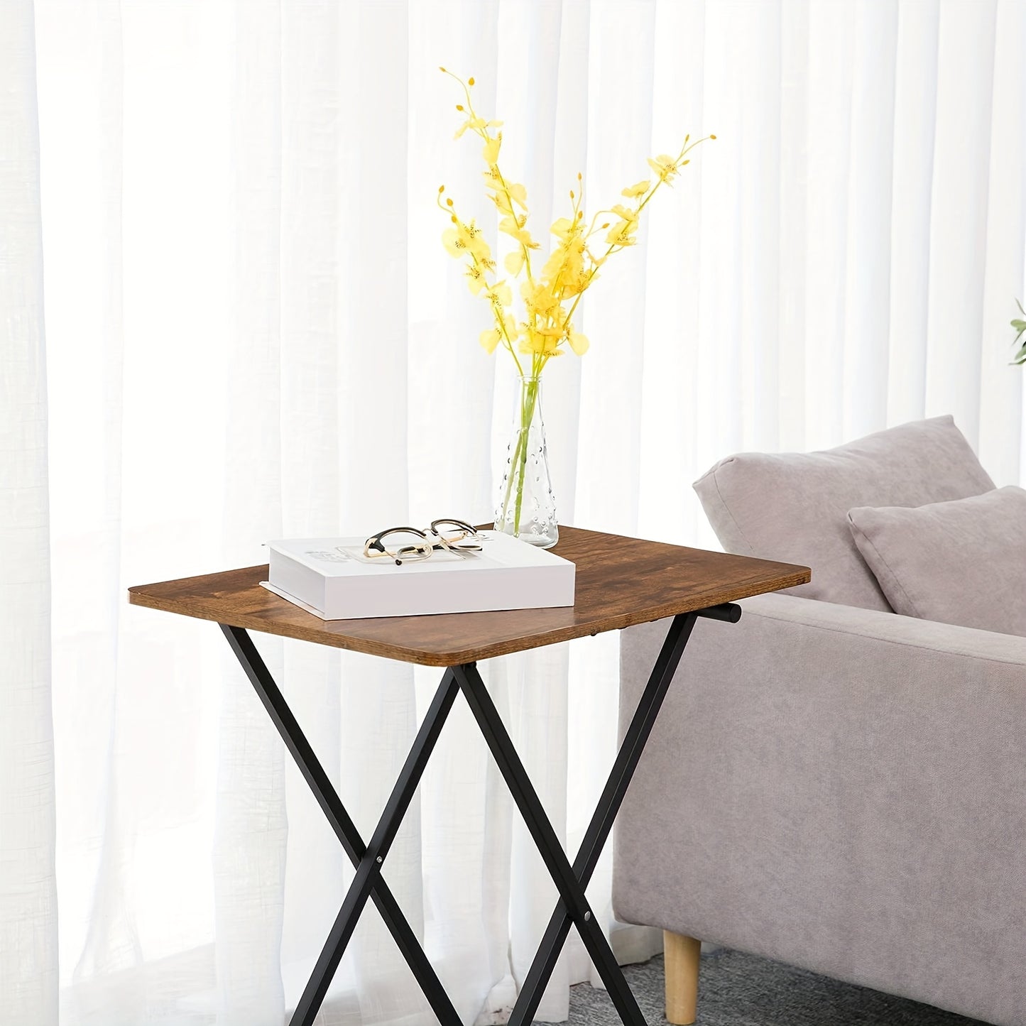 Table pliante, Marron noir pour pièce de vie – vue détaillée 7