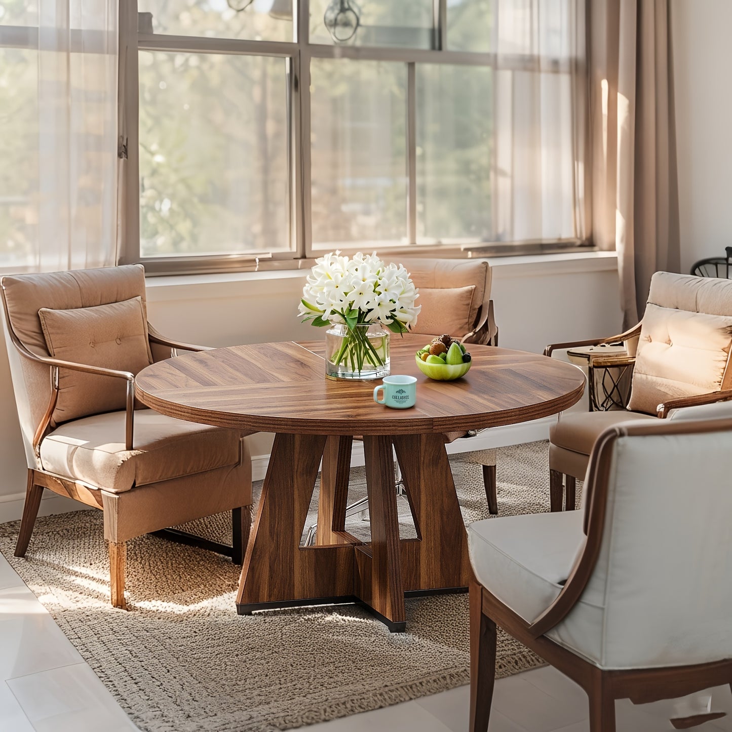 Tables à manger, bois pour 4-6 Personnes avec Socle Robuste et les Repas Familiaux – vue détaillée 3