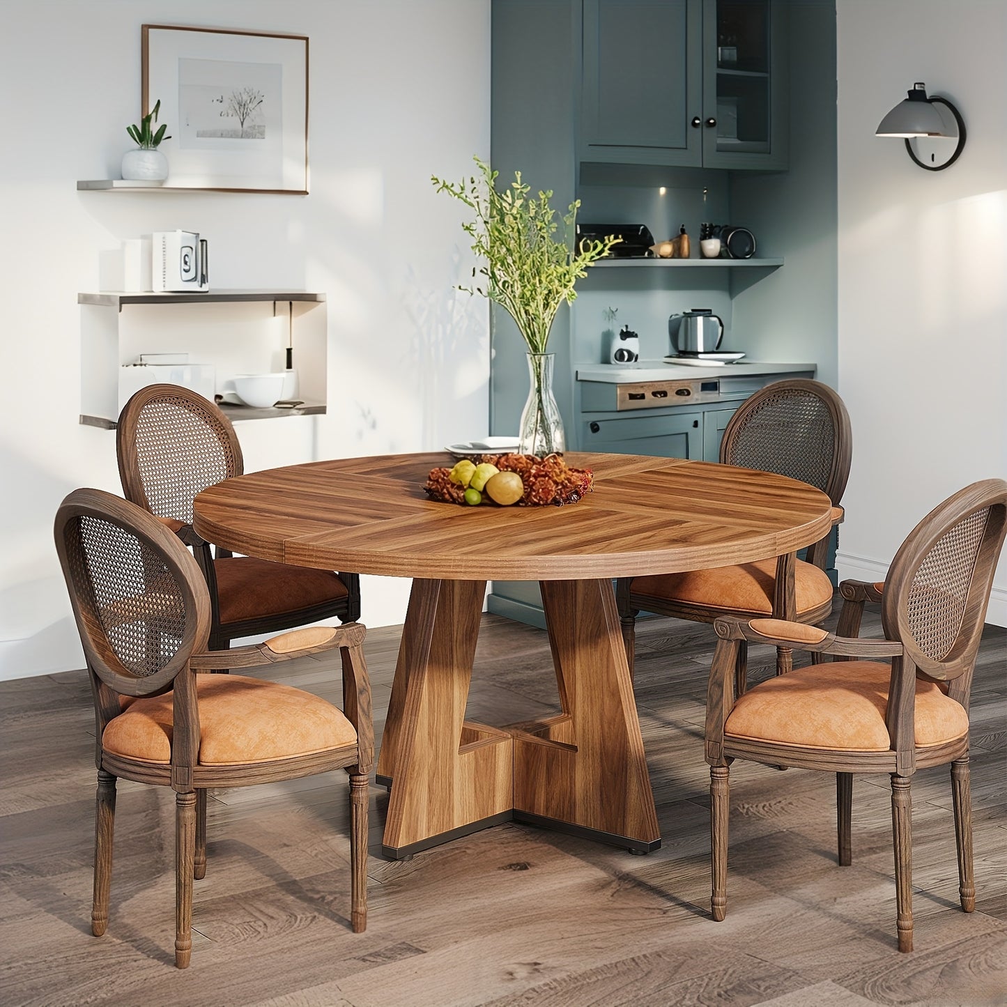 Tables à manger, bois pour 4-6 Personnes avec Socle Robuste et les Repas Familiaux – vue détaillée 5