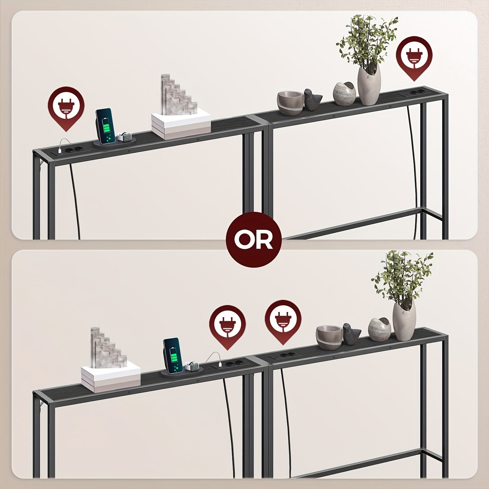 tables consoles étroites, Blanc pour salon et maison – vue détaillée 5