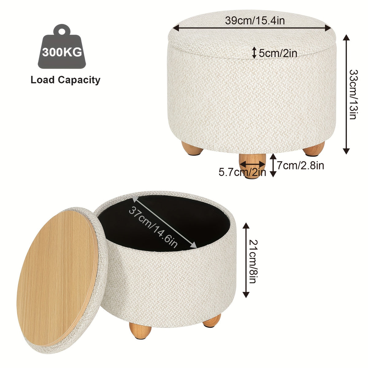 Tabouret 1pc, bois pour quotidien et maison – vue détaillée 2