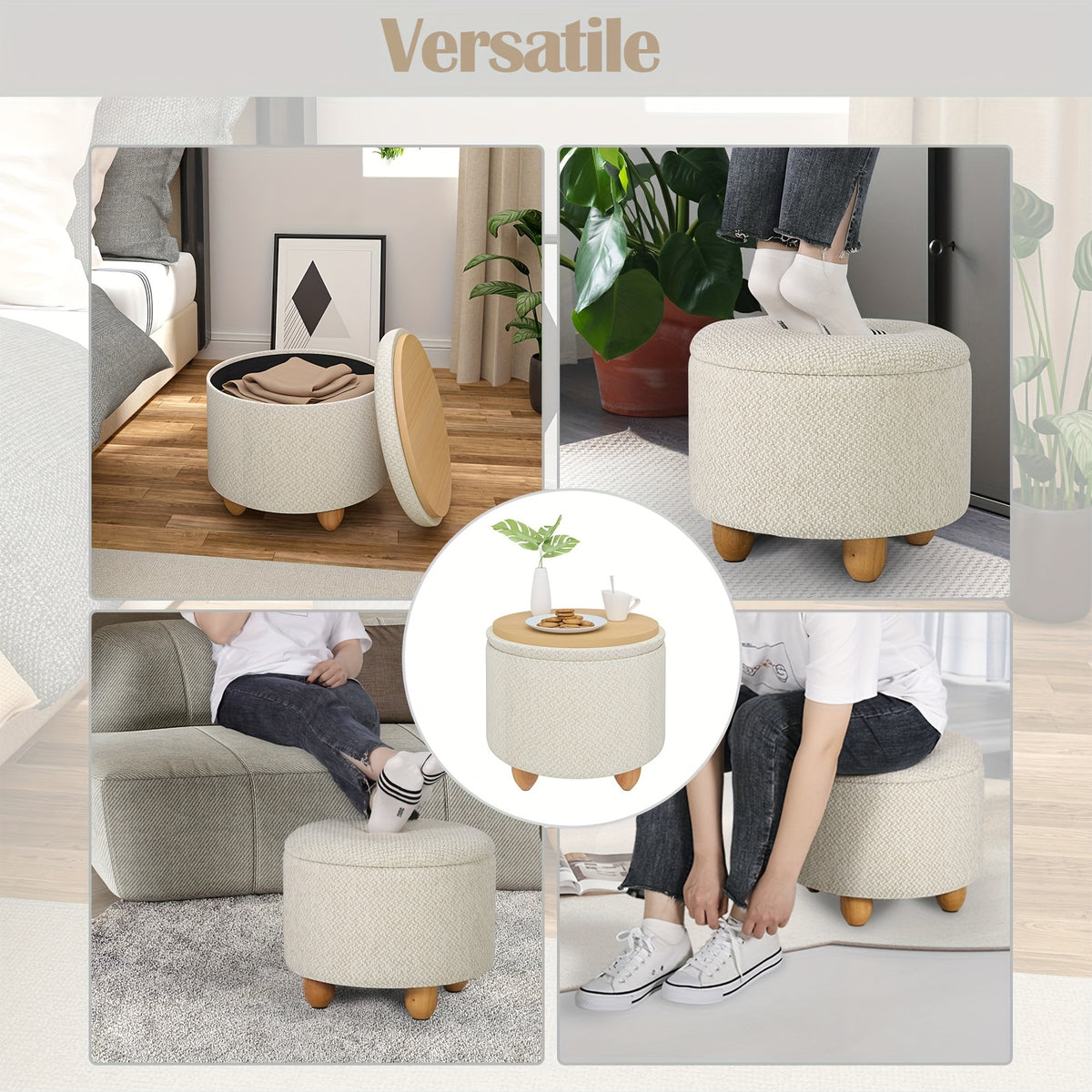 Tabouret 1pc, bois pour quotidien et maison – vue détaillée 4