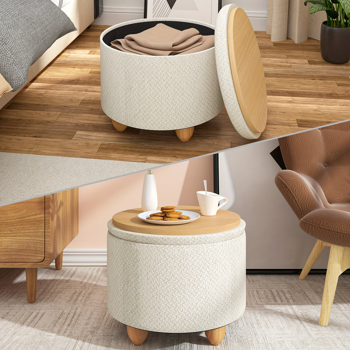 Tabouret 1pc, bois pour quotidien et maison – vue détaillée 8