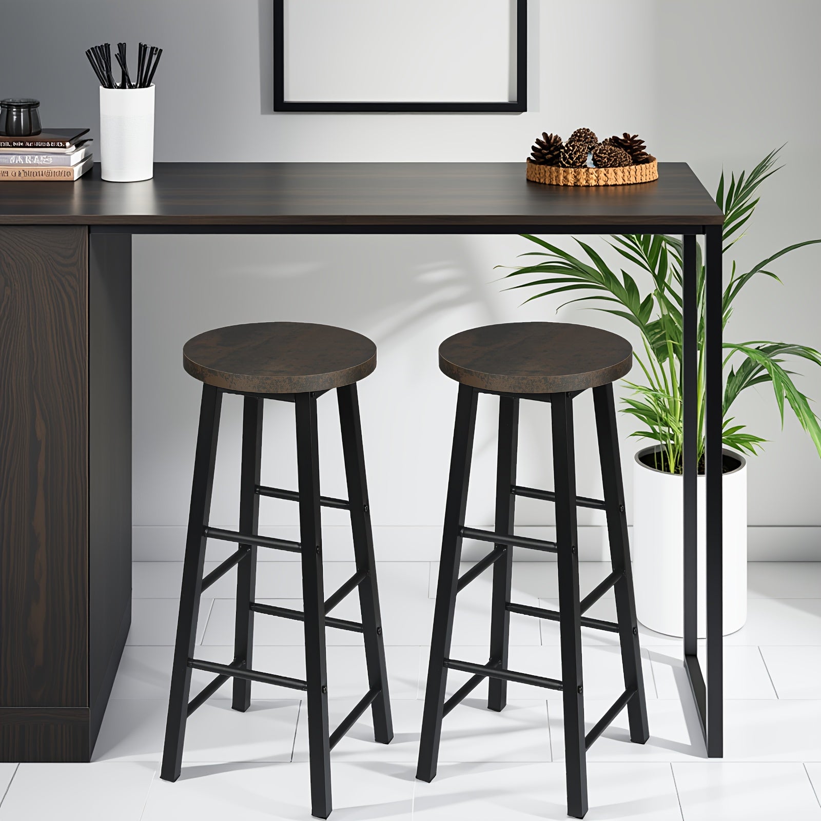Tabouret de bar, Couleur Du Grain De Bois Rétro pour pièce de vie – vue détaillée 2
