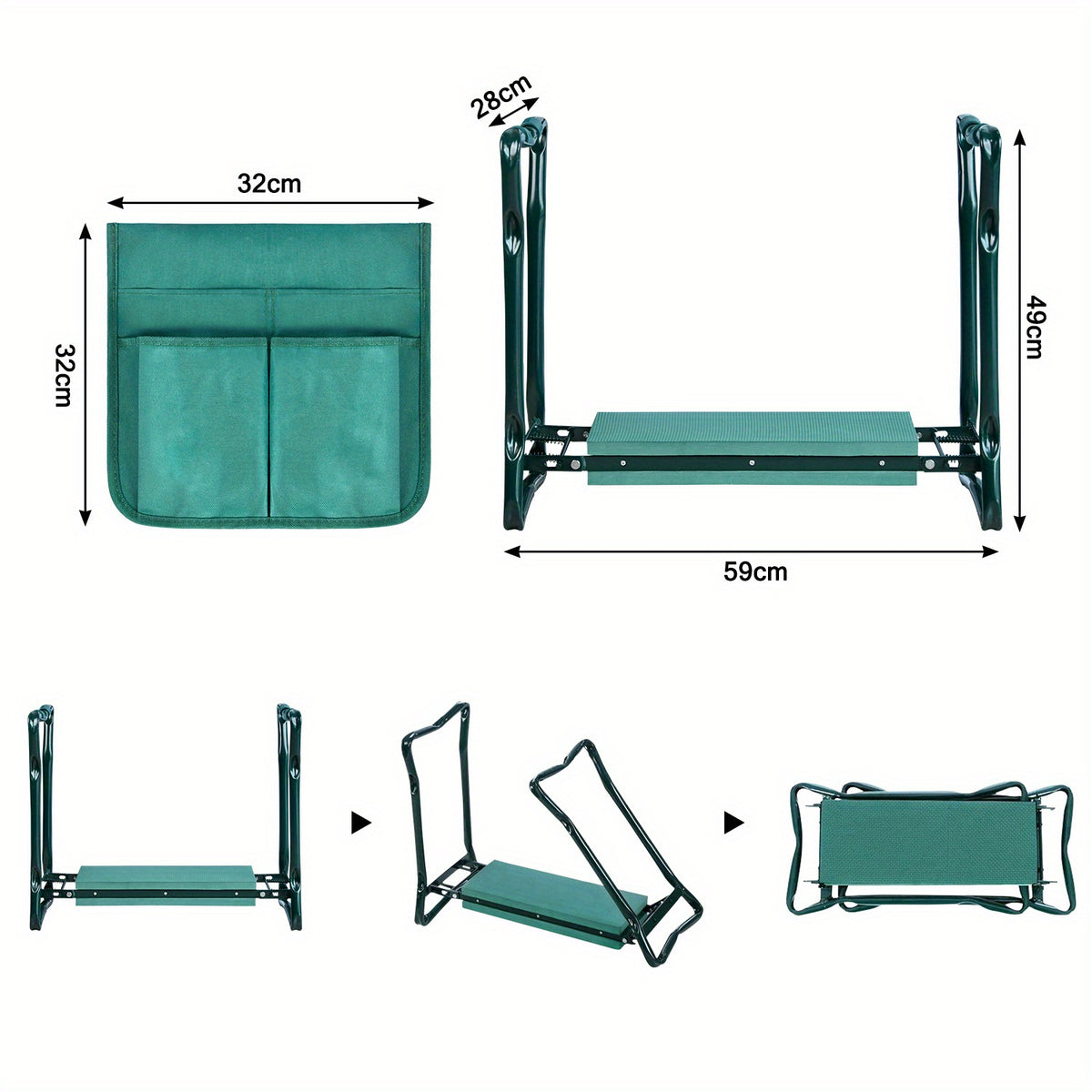 Tabouret de jardin pliant, 150 kg pour jardin et terrasse – vue détaillée 2