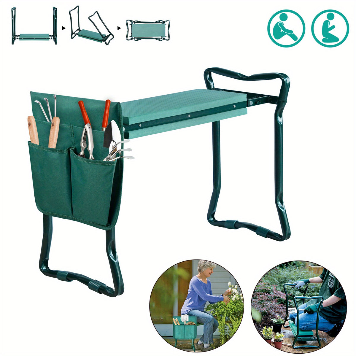 Tabouret de jardin pliant, 150 kg pour jardin et terrasse – vue détaillée 10
