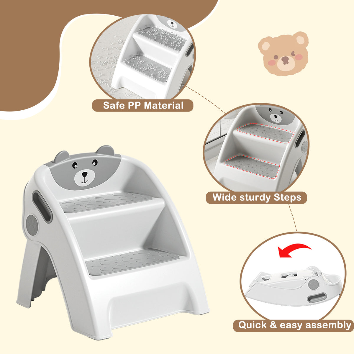 Tabouret pour Tout-Petits, Gris pour animaux et maison – vue détaillée 4