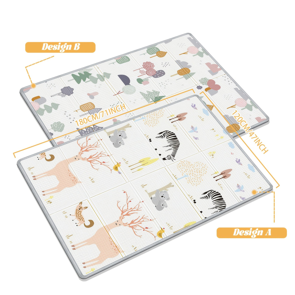 Tapis d'éveil pliable en XPE, 200*180 CM/78.74*70.87 '' pour enfants et salle de jeux – vue détaillée 7