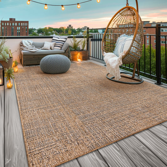 Tapis d'extérieur moderne, Beige brun pour salon et maison – vue principale
