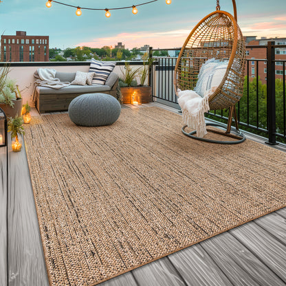 Tapis d'extérieur moderne, Beige brun pour salon et maison – vue détaillée 28
