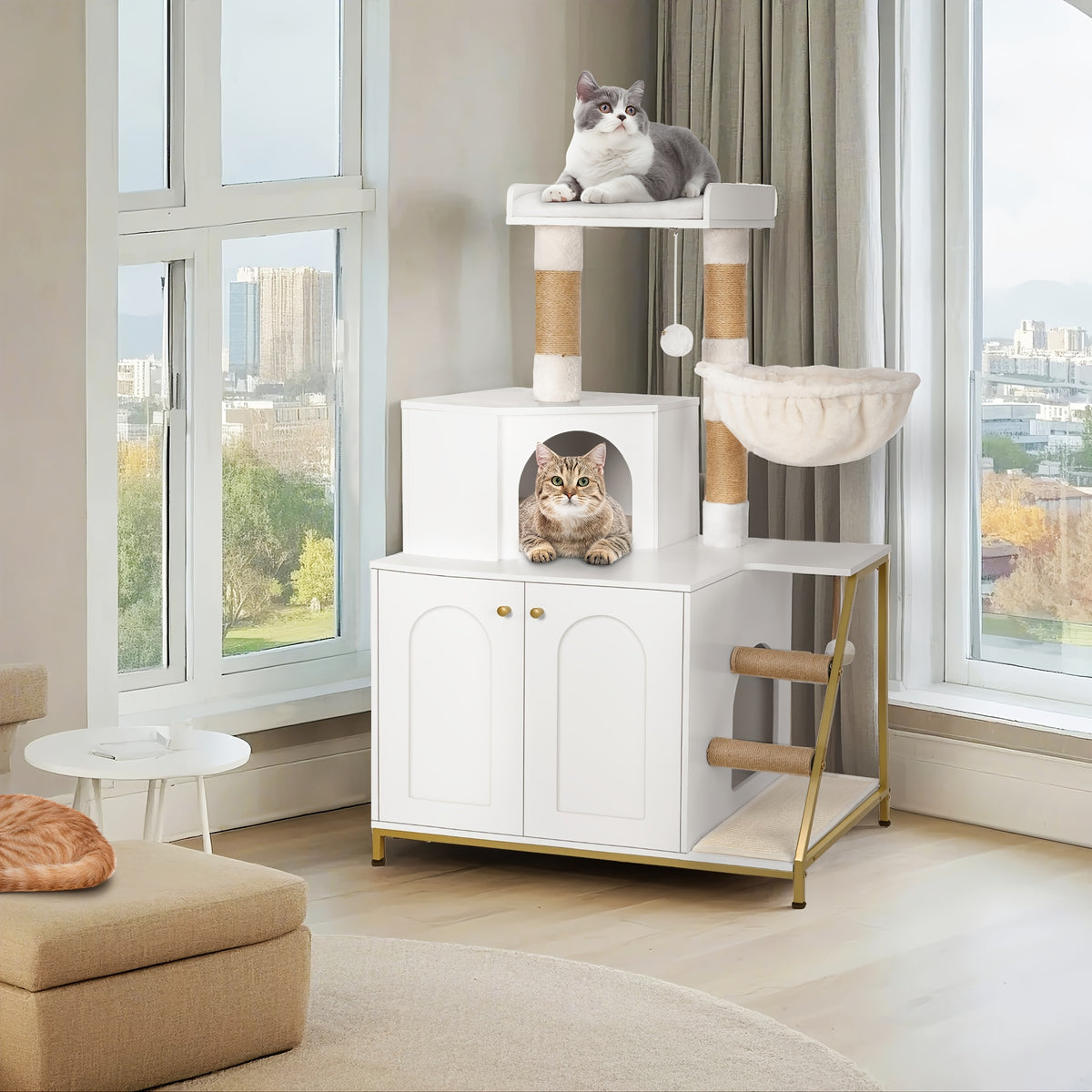 Tapis en sisal, Blanc pour pièce de vie et usage quotidien – vue détaillée 5