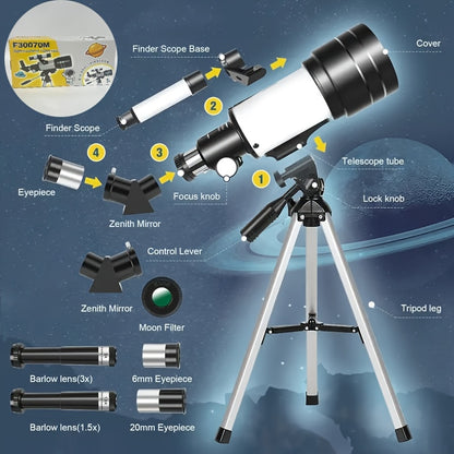 Télescope Haute Puissance 150X, 70 mm pour camping et voyage – vue détaillée 5