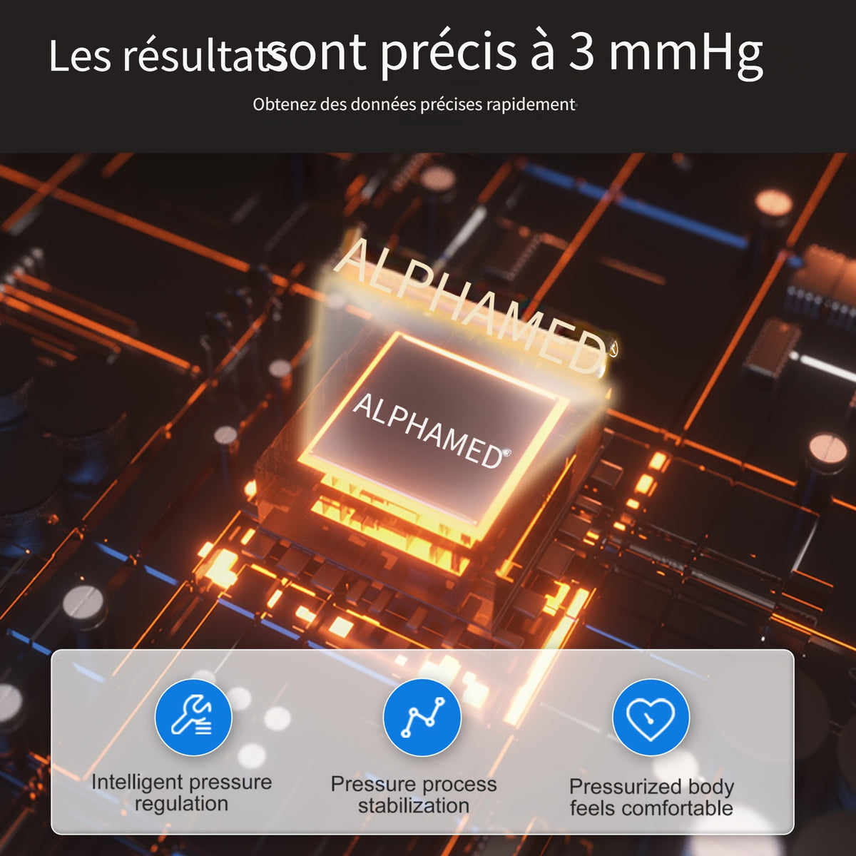 Tensiomètre numérique LED ALPHAMED, rechargeable pour véhicule et déplacements – vue détaillée 6