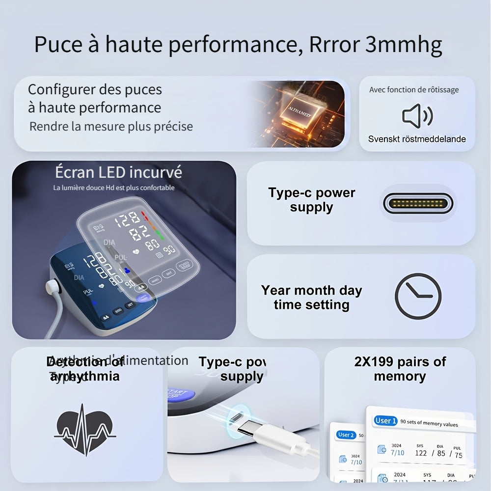 Tensiomètre numérique LED ALPHAMED, rechargeable pour véhicule et déplacements – vue détaillée 8