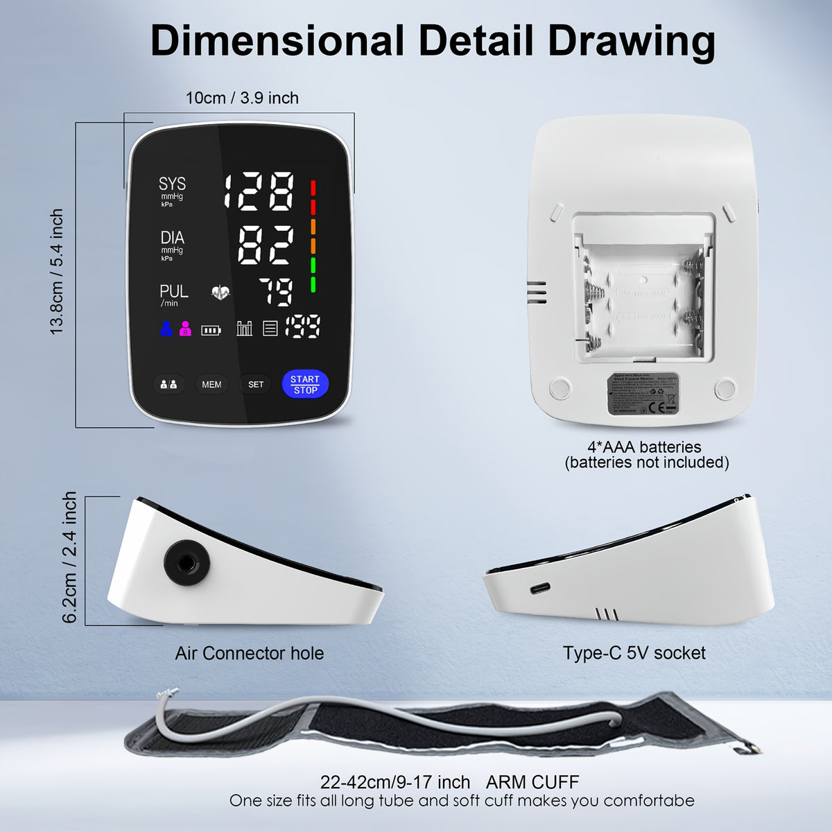 Tensiomètre numérique LED ALPHAMED, rechargeable pour véhicule et déplacements – vue détaillée 13