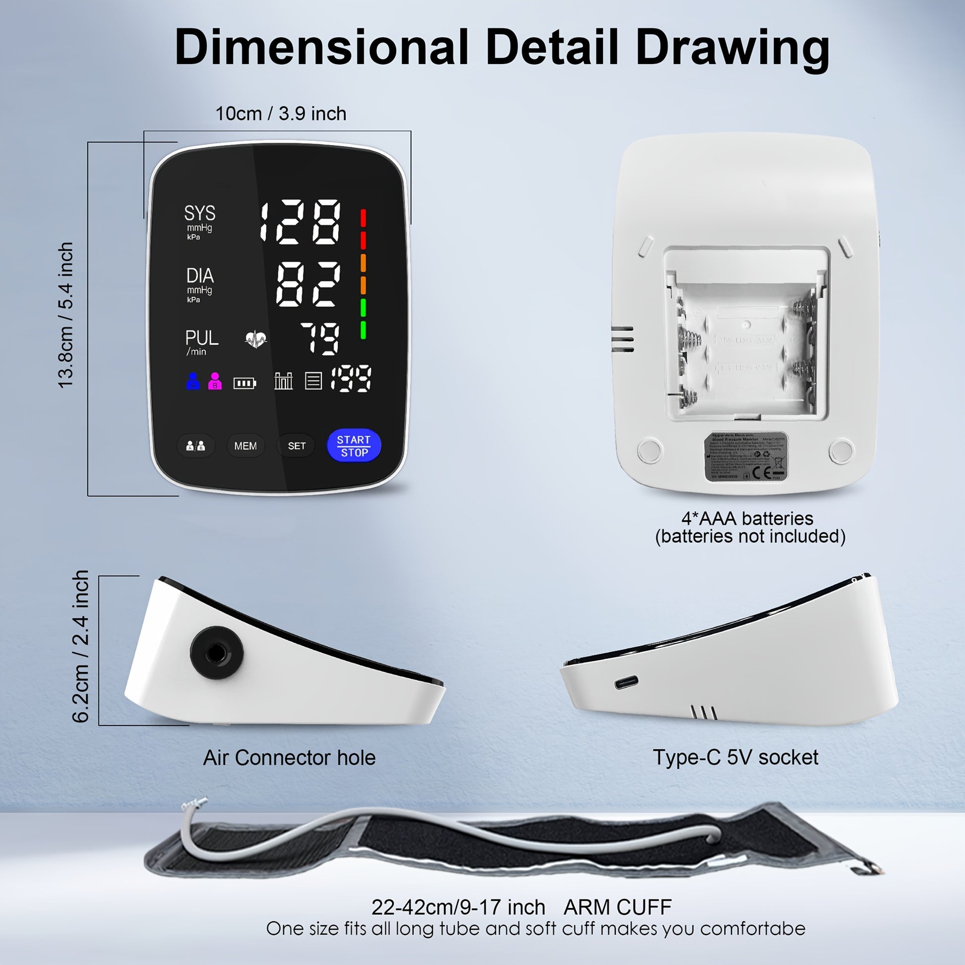 Tensiomètre numérique LED ALPHAMED, rechargeable pour véhicule et déplacements – vue détaillée 13