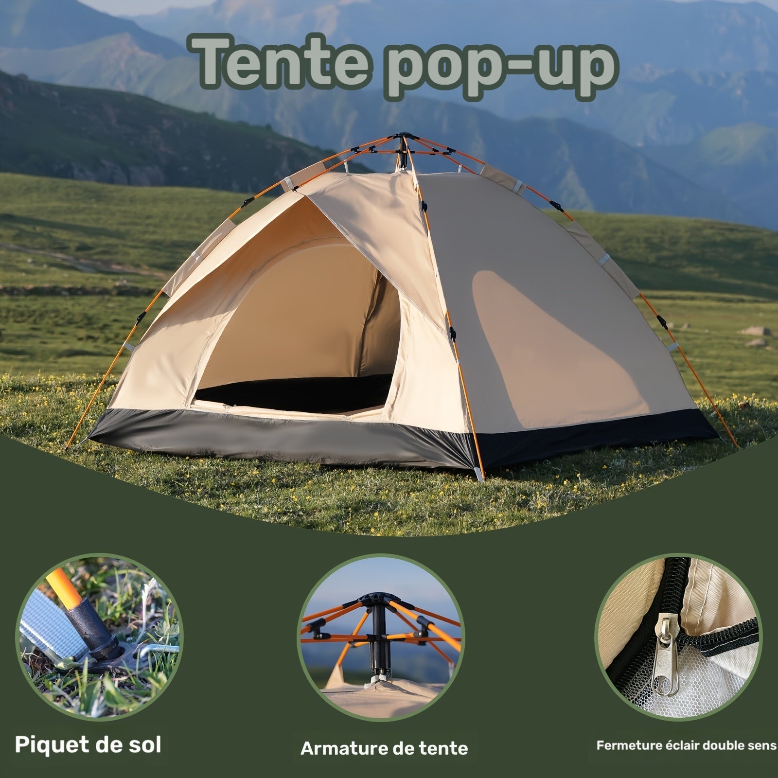 Tentes de Camping, Or Des Sables Mouvants pour camping et voyage – vue détaillée 5