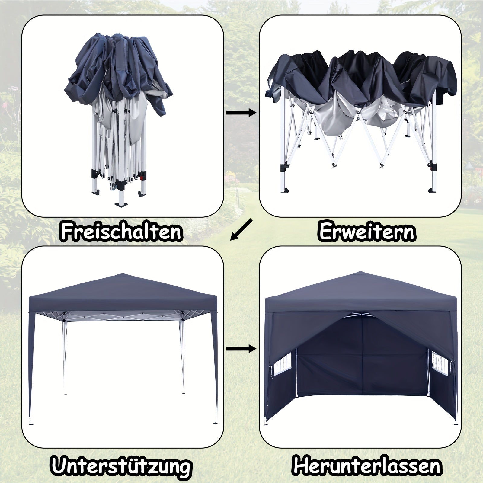Tentes dépliables, 3x3m pour jardin et terrasse – vue détaillée 10