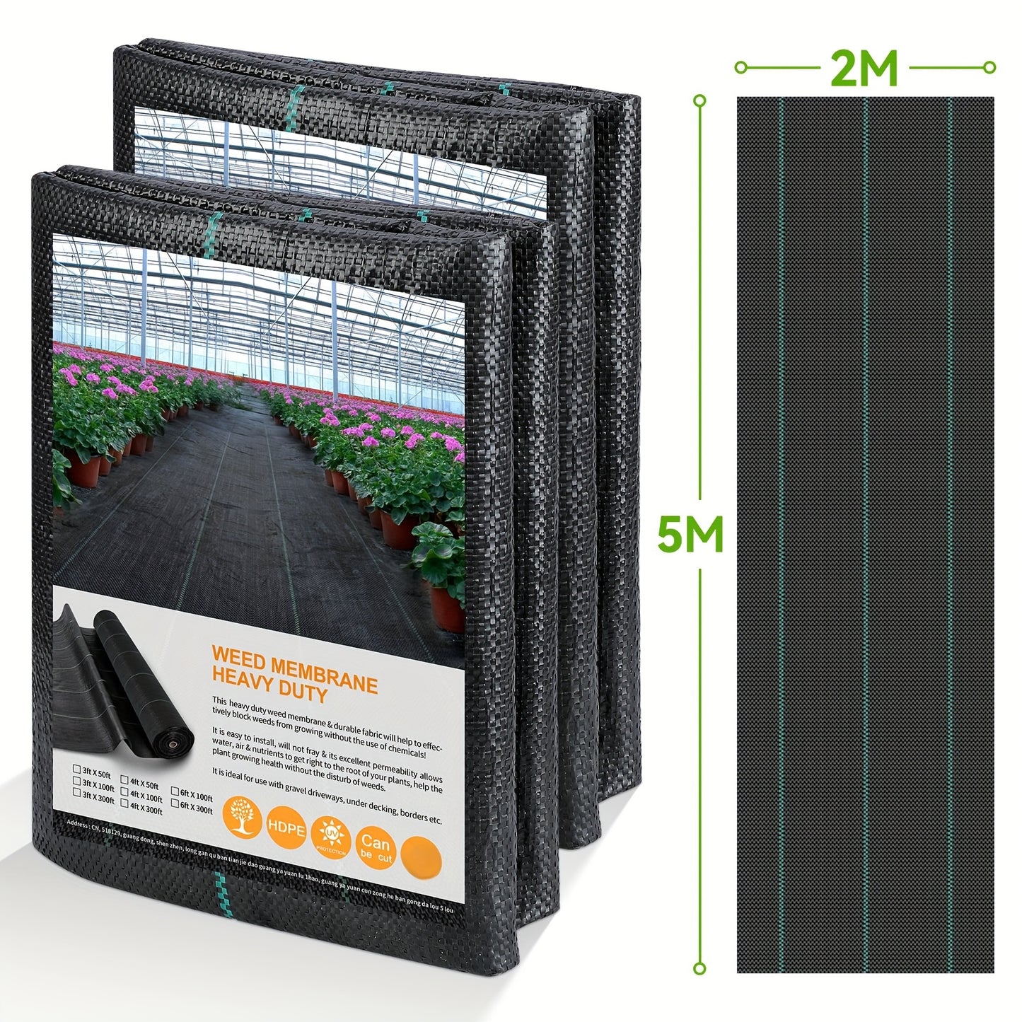 Toile anti-mauvaises herbes, 2*25M pour jardin et terrasse – vue détaillée 4