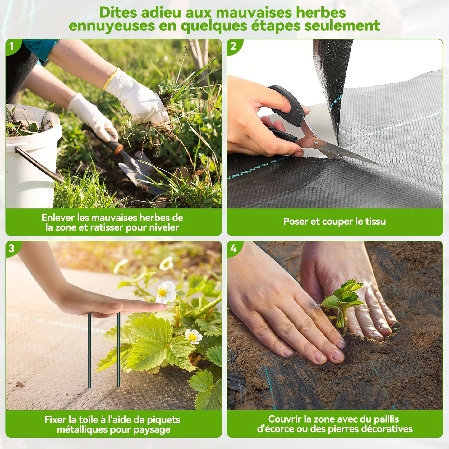 Toile anti-mauvaises herbes, 2*25M pour jardin et terrasse – vue détaillée 8