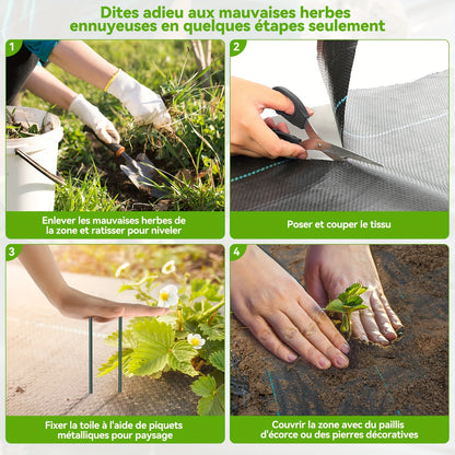 Toile anti-mauvaises herbes, 2*25M pour jardin et terrasse – vue détaillée 8