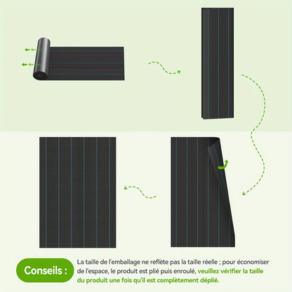 Toile anti-mauvaises herbes, 2*25M pour jardin et terrasse – vue détaillée 13
