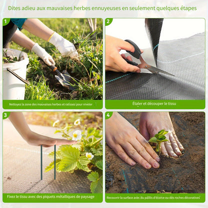 Toile anti-mauvaises herbes, 2*50 M pour aménagement paysager et jardin – vue détaillée 2