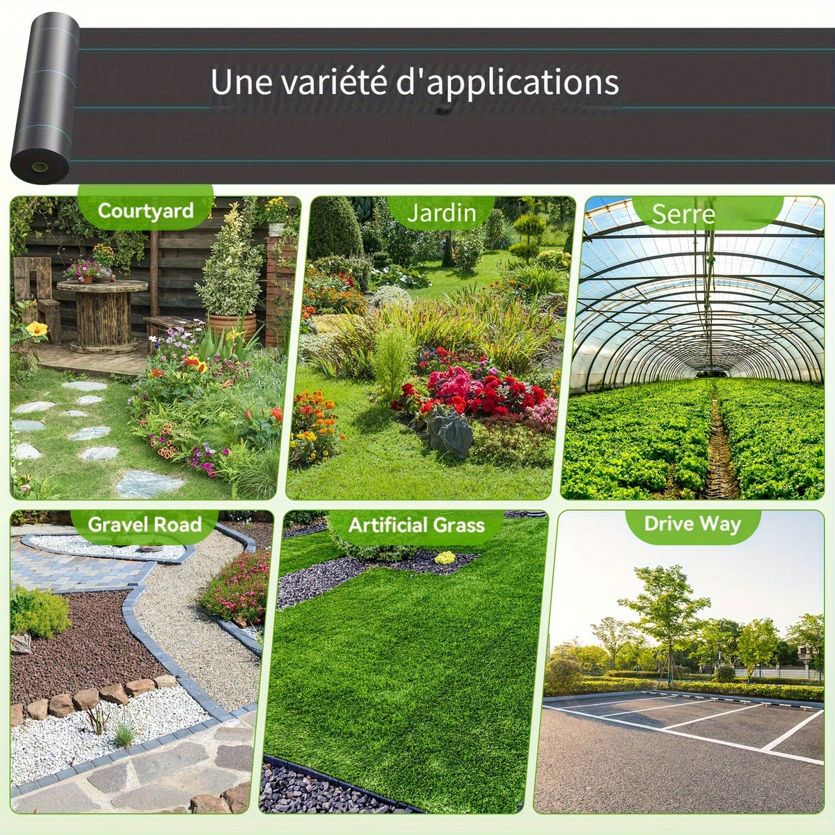Toile anti-mauvaises herbes, 2*50 M pour aménagement paysager et jardin – vue détaillée 6