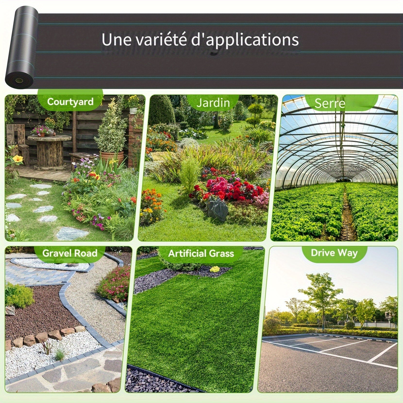Toile anti-mauvaises herbes, 2*50 M pour aménagement paysager et jardin – vue détaillée 6