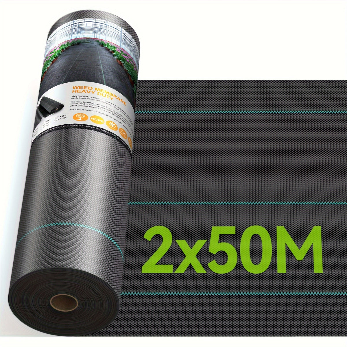 Toile anti-mauvaises herbes, 2*50 M pour aménagement paysager et jardin – vue détaillée 11