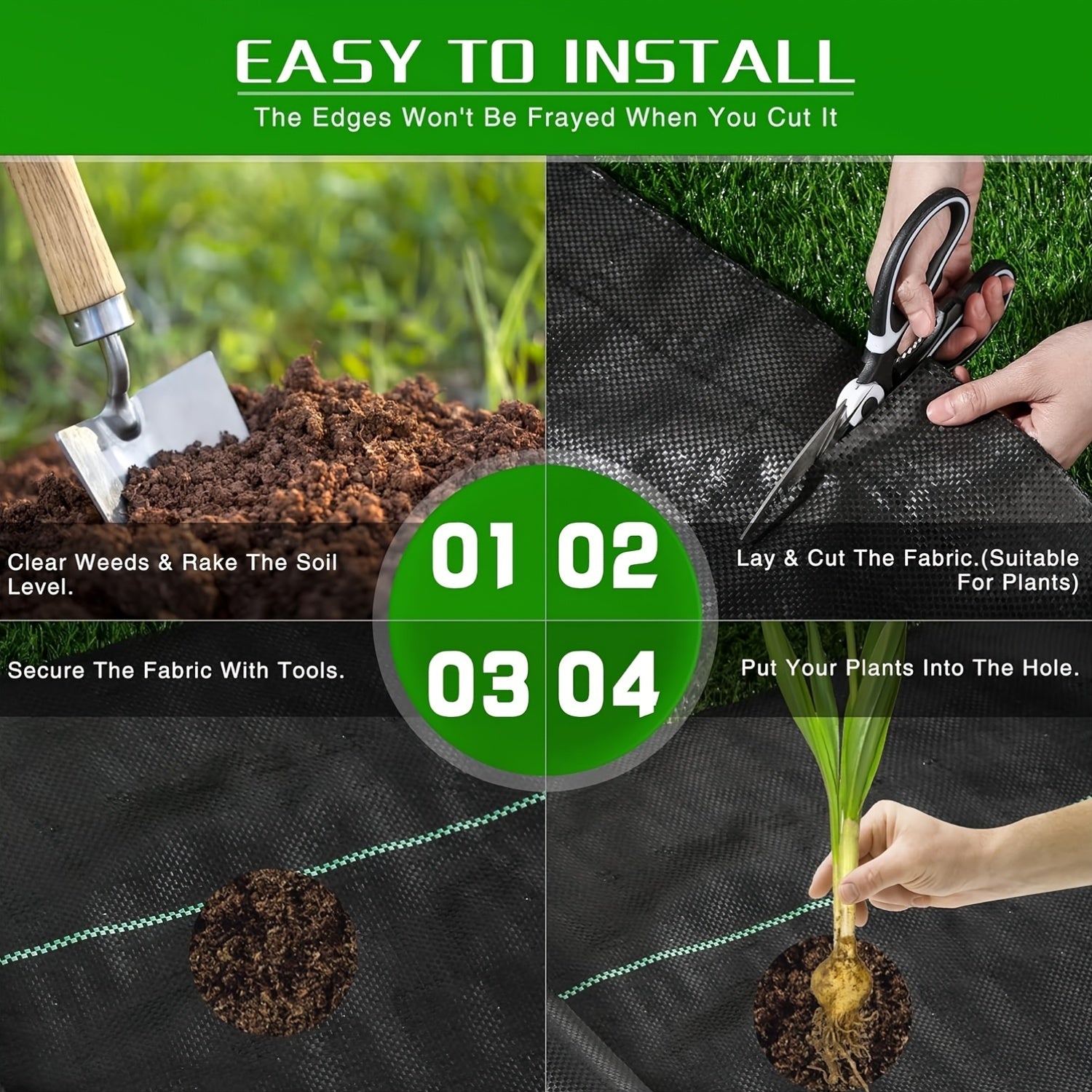 Toile anti-mauvaises herbes, 2X25M pour jardin – vue détaillée 7
