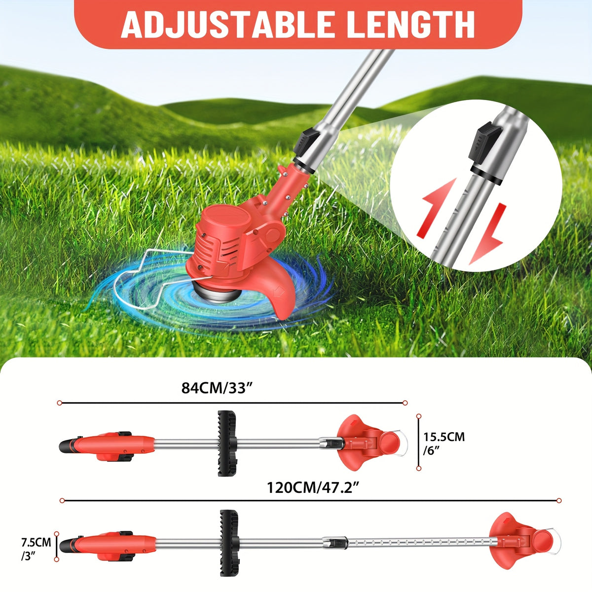 Tondeuses à gazon, Trimmer+1x Batterie-3 Plié pour jardin – vue détaillée 7