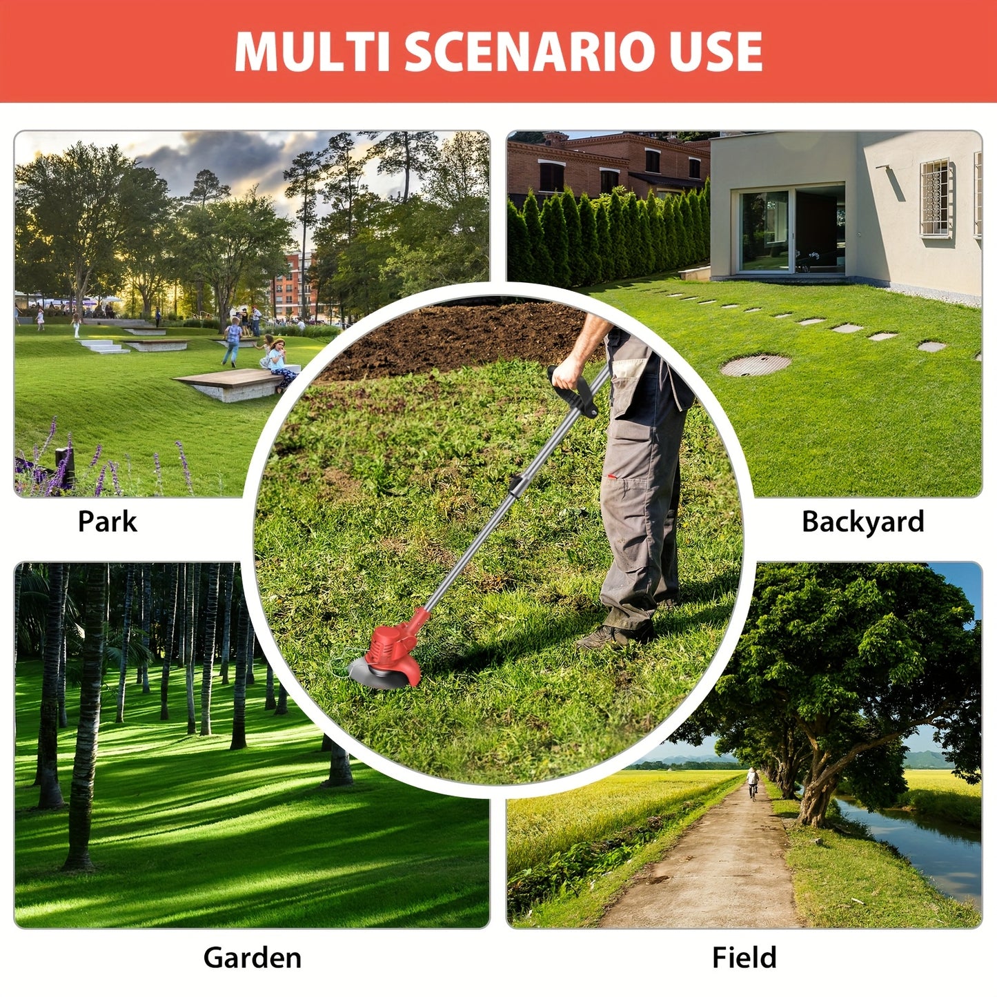 Tondeuses à gazon, Trimmer+1x Batterie-3 Plié pour jardin – vue détaillée 9