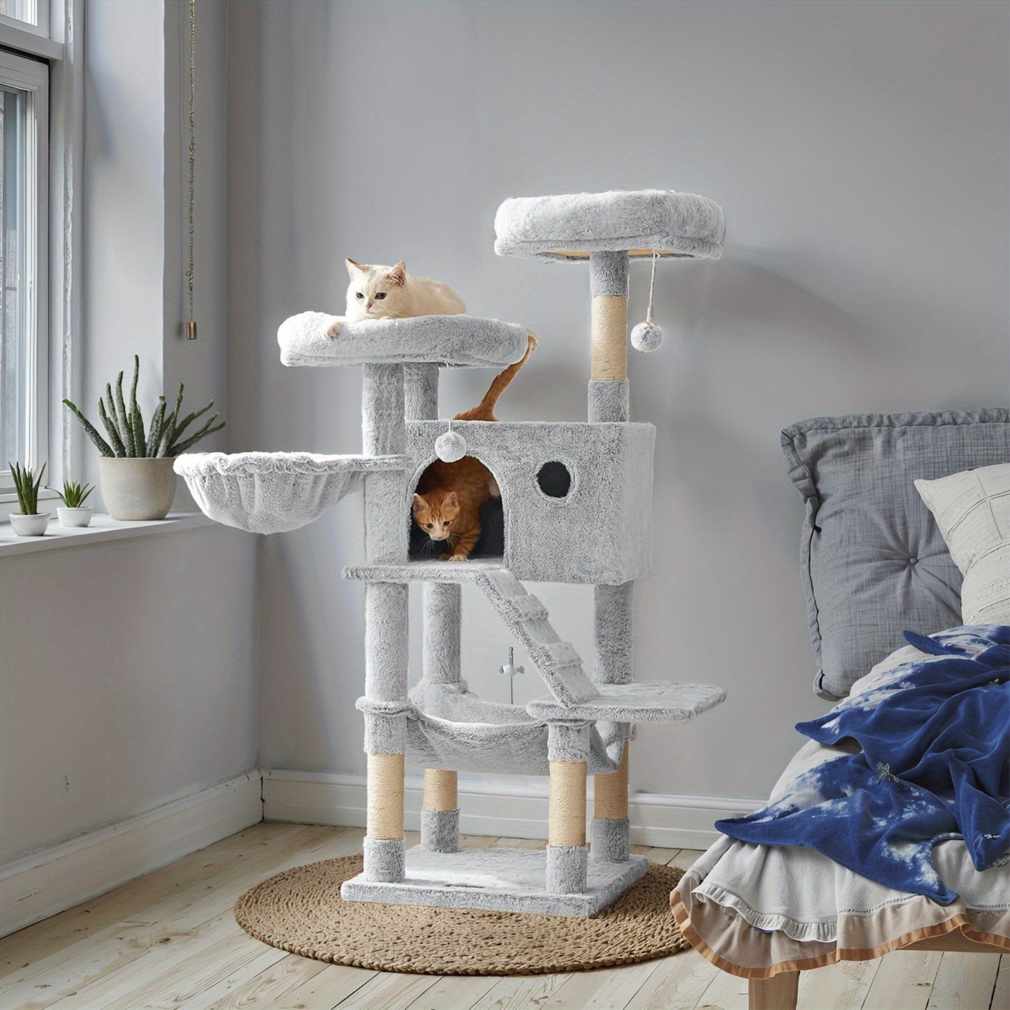 Tour à Plusieurs Niveaux, Ombré Blanc-marron pour animaux et maison – vue principale