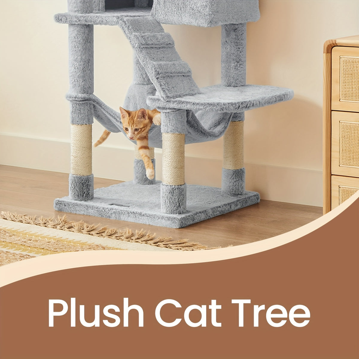 Tour à Plusieurs Niveaux, Ombré Blanc-marron pour animaux et maison – vue détaillée 4