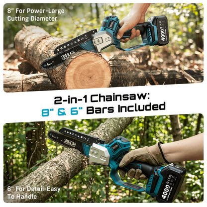 Tronçonneuse Mini sans Fil SEESII, bois pour Coupe Rapide de Branches d'Arbres et de Bois de Chauffage – vue détaillée 7