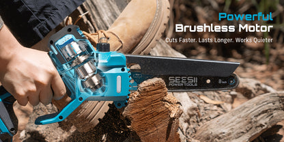 Tronçonneuse Mini sans Fil SEESII, bois pour Coupe Rapide de Branches d'Arbres et de Bois de Chauffage – vue détaillée 12